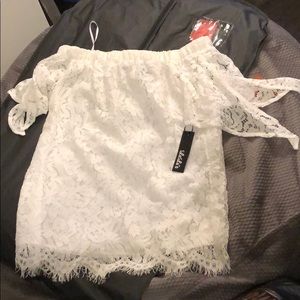 Lulu’s Ethereal Ivory Lace Off-the-shoulder Top